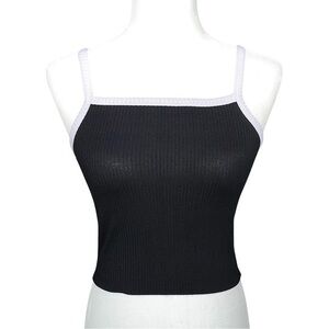 Emma & Sam | Ribbed Squareneck Tank Top in Black/White - Size XS